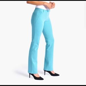 Betabrand small petite aqua blue pinstripe four pocket stretch yoga dress pants